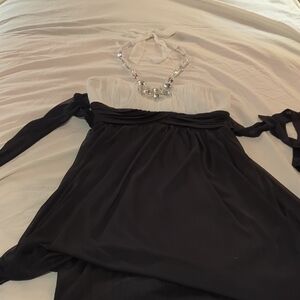 City Triangles Elegant Black and White Strapless Dress